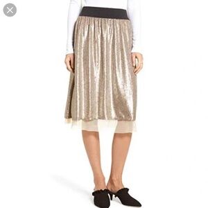 Free People Gold Sequin Skirt